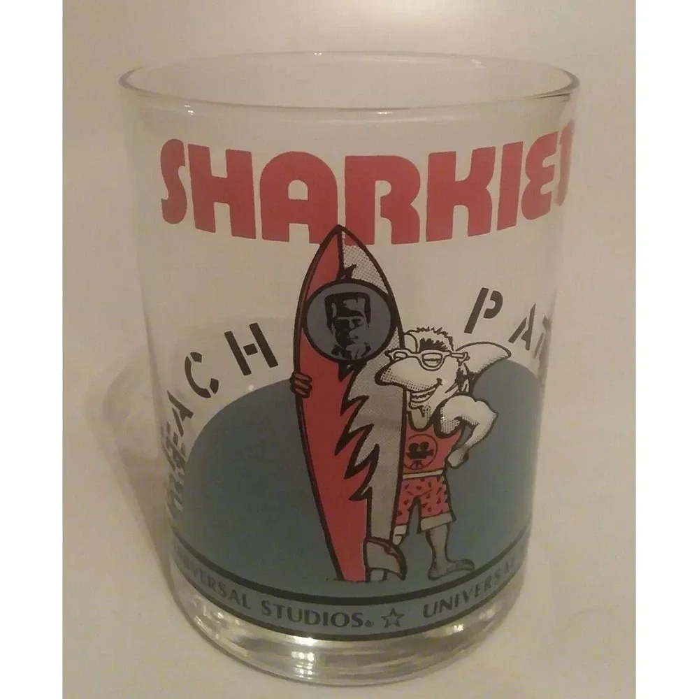 4x Vintage Universal Studios Frankenstein Sharkie's Beach Patrol Glasses Cups